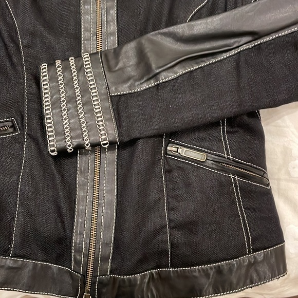 CC Couture Linen and Leather Zip Up Jacket - Picture 7 of 7